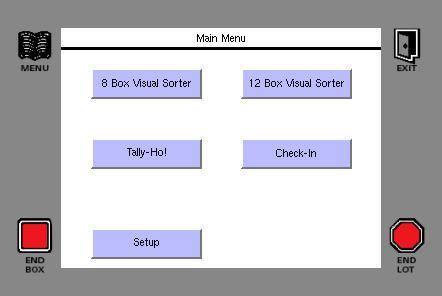 The initial sign on screen for the Visual Sorter.