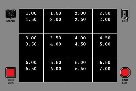 The 12-box Lobster Grading screen.