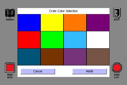 This screen shows the color assigned to each crate.